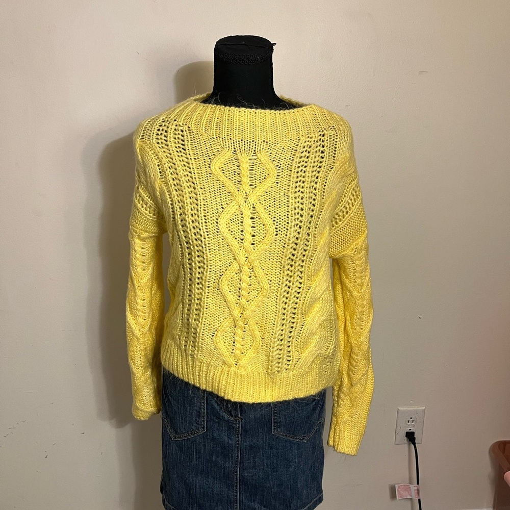 SO Yellow Cable Knit Women's Sweater